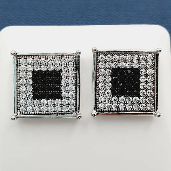 925 Sterling Silver Plated CZ Earrings, EVBRS678 - Picture 4 of 10